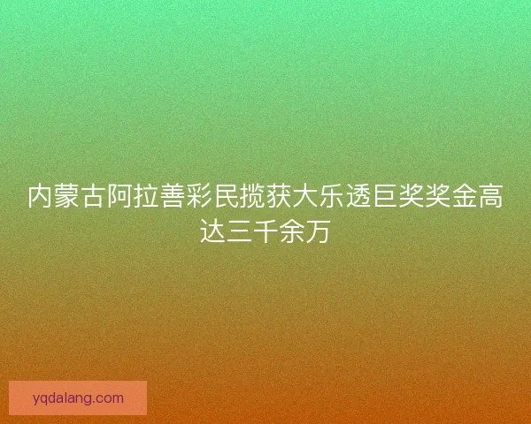 内蒙古阿拉善彩民揽获大乐透巨奖奖金高达三千余万
